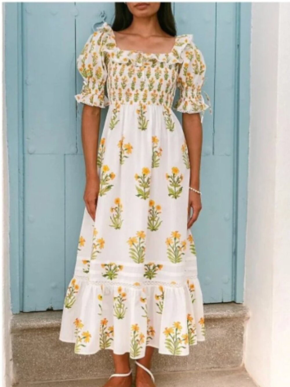 NWT Pink City Prints Buttercup Meadow Meryl Floral Off-Shoulder Dress